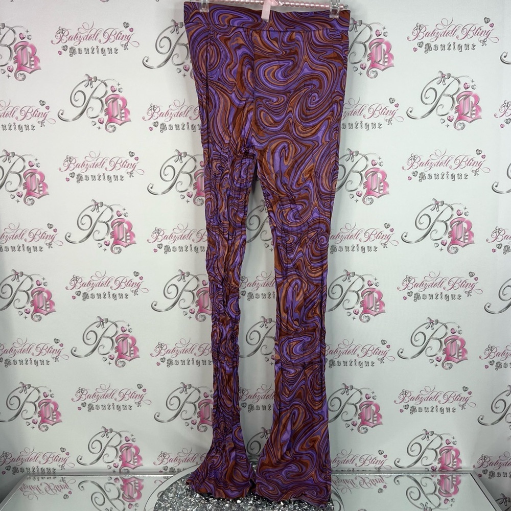 Zara pants psychedelic Swirl Patterned Purple and Brown Pants swirls cute groovy